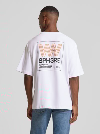 Wood Wood T-shirt met labelprint, model 'Gary' Wit - 5