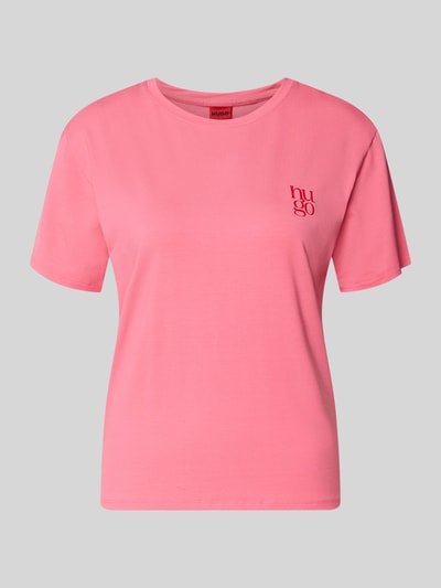 Produktfoto, Regular Fit Pyjama-Oberteil aus Modal-Mix von HUGO für Damen in Optik: Unifarben, Label-Print, Motiv-Print, Rundhals, Kurzarm, Materialverarbeitung: Jersey, weiche Textur