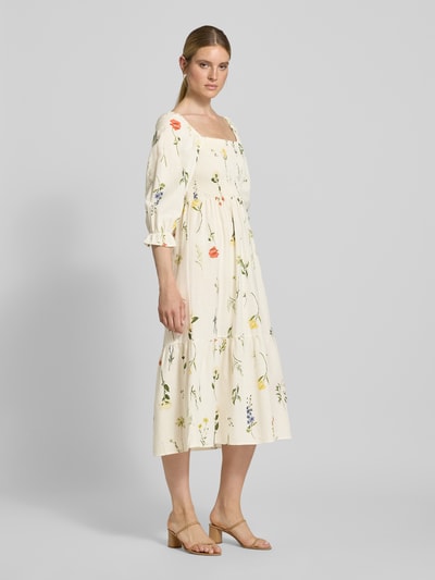 ZABAIONE Midi-jurk met linnen, model 'Mi44ss' Offwhite - 1