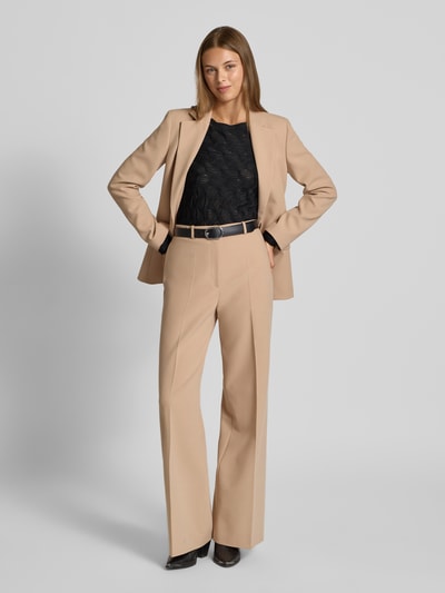 Jake*s Collection Shirt met lange mouwen, structuurmotief en ronde hals Zwart - 1