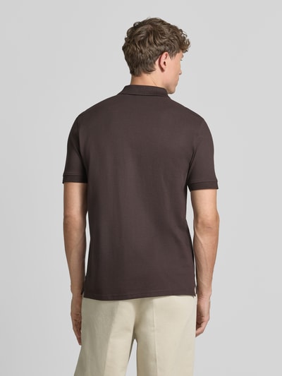Christian Berg Men regular fit poloshirt met stitching Chocoladebruin - 5