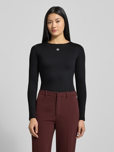 HUGO Slim fit shirt met lange mouwen van elastische jersey, model 'DASIIA' Zwart - 4