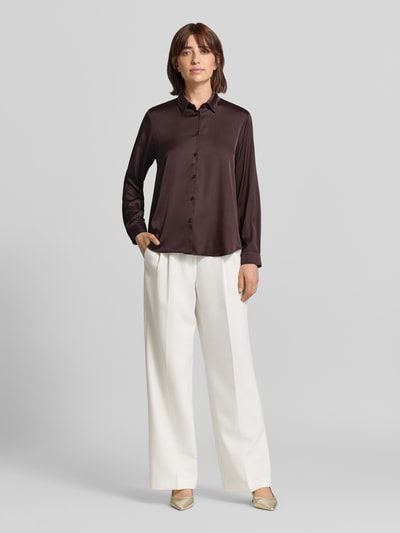 EMME Regular Fit Bluse mit Knopfleiste Modell 'EDRO' Dunkelbraun 1