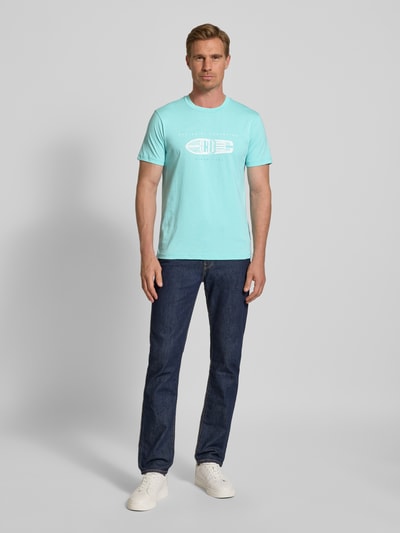 Zeybra T-shirt z nadrukiem z logo Turkusowy 1