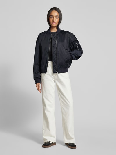 Marc O'Polo Regular Fit Blouson im Aviator-Stil aus glänzendem Twill Marine 1