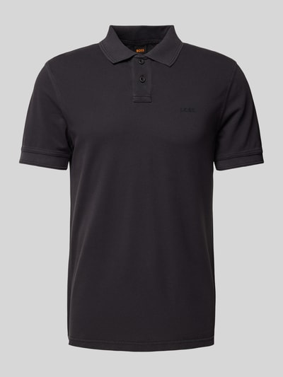 BOSS Orange Slim Fit Poloshirt mit kurzer Knopfleiste Modell 'Prime' Black 2