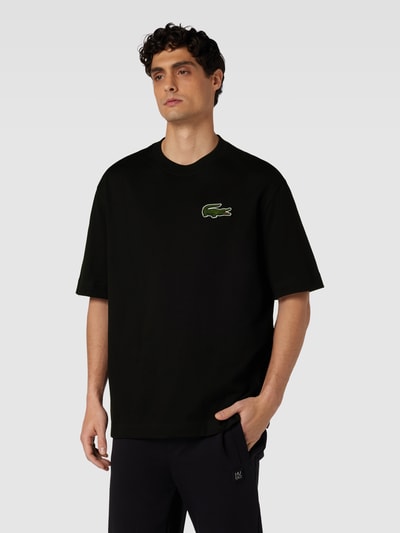 Lacoste T-shirt o luźnym kroju z wyhaftowanym logo Czarny 4