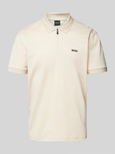 BOSS Green Poloshirt met labeldetail, model 'Philix' Beige - 2