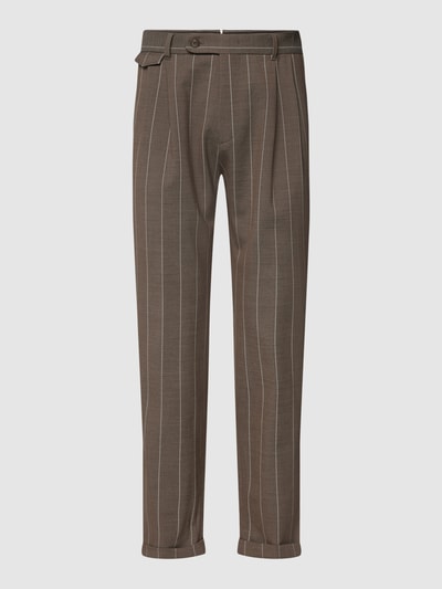 Windsor Pantalon met streepmotief, model 'Serpo' Middenbruin - 2