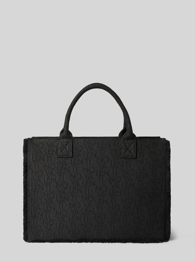 Produktfoto, schwarze Handtasche mit Label-Stitchings Modell 'SHYLA' von VALENTINO BAGS, Fransen, Reißverschluss, Tragegriffe, Schultergurt