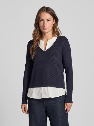 comma Strickpullover mit Strukturmuster Marine 4