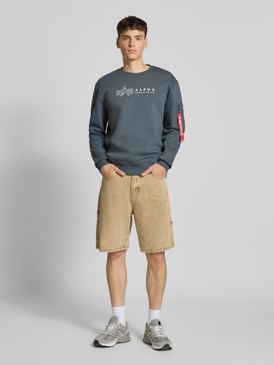 Alpha Industries Sweatshirt mit Label-Print Hellblau 1