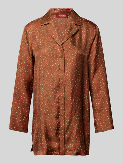 Max Mara Studio Seidenlongbluse mit Reverskragen Modell 'ALPE' Cognac 1