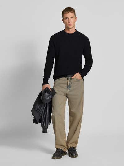 Replay Gebreide pullover met ribboorden Zwart - 1