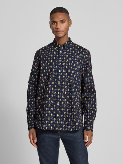 Montego Regular Fit Freizeithemd mit Weihnachtsmotiv Dunkelblau 4