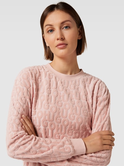 HUGO Sweatshirt met all-over labelmotief van badstof, model 'TERRY ME' Roze - 3