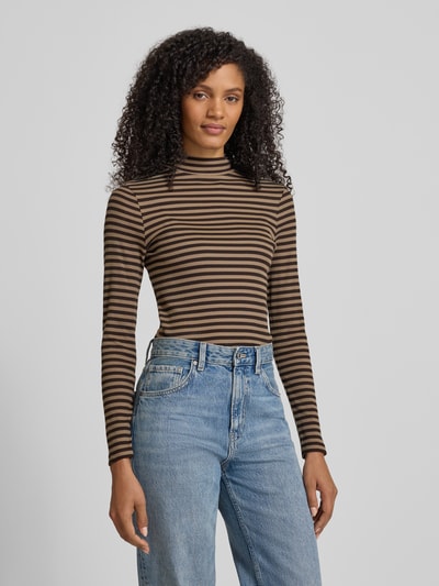 Drykorn Slim fit shirt met lange mouwen en opstaande kraag Chocoladebruin - 4