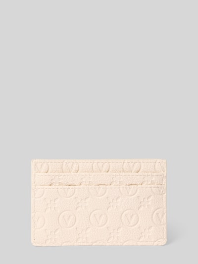 Produktfoto, Portemonnaie mit Allover-Logo-Prägung Modell 'Samba' von VALENTINO BAGS für Damen, Steckfächer, Struktur in Creme, rechteckige Form, offene Textur