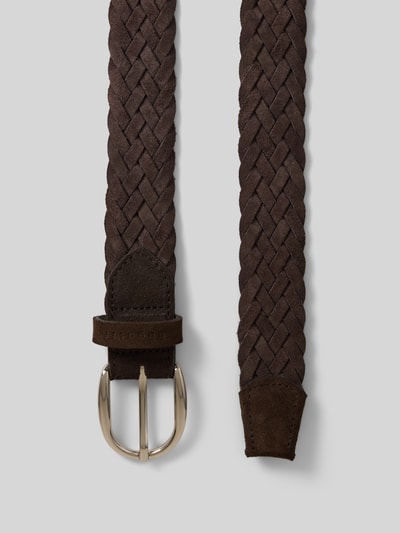 Produktfoto, Gürtel in Flecht-Optik mit Logo-Detail von bugatti, braunes Strukturmuster, Dornschließe, Breite 3 cm, Herren Accessoire