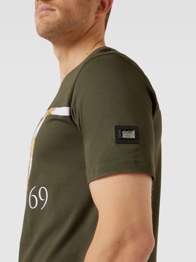 19V69 Italia T-shirt z nadrukiem z logo Oliwkowy 3