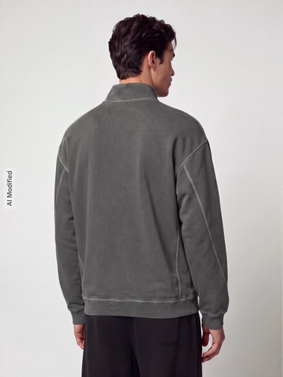 HUGO Blue Bluza z nadrukiem z logo kołnierz zapinany BLACK 5