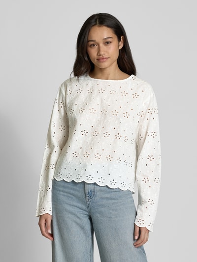 Pieces Loose Fit Blusenshirt aus reiner Baumwolle Modell 'TARMORINE' Offwhite 4