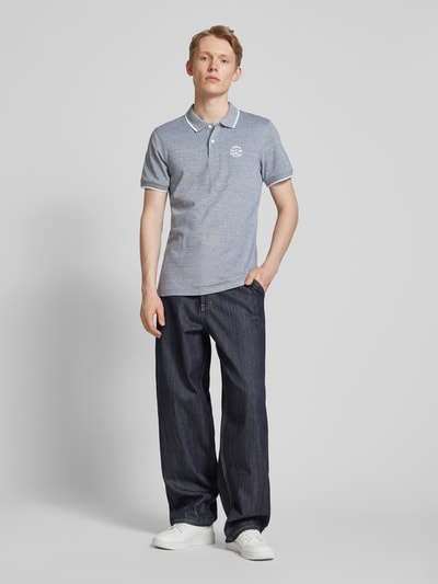 Blend Regular fit poloshirt met ribboorden, model 'NATE' Marineblauw - 1
