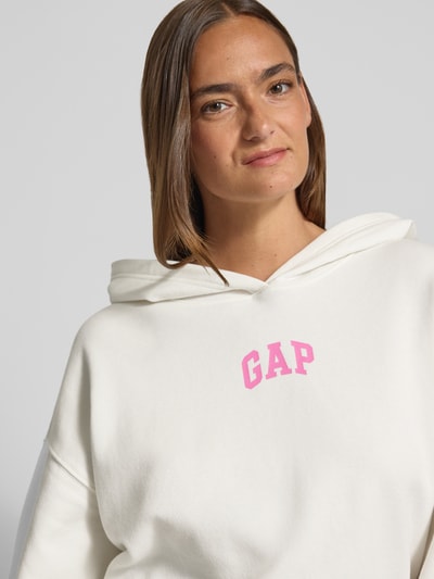 GAP Hoodie met logoprint en geribde boorden Ecru - 3