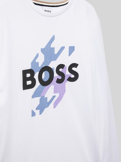 Boss Longsleeve mit Label-Print Weiss 2