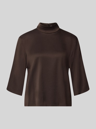 Produktfoto, Regular Fit Bluse mit Stehkragen Modell 'Aletia' von DRYKORN aus elastischem Acetat-Mix, halblange Ärmel, einfarbig, glatte Textur