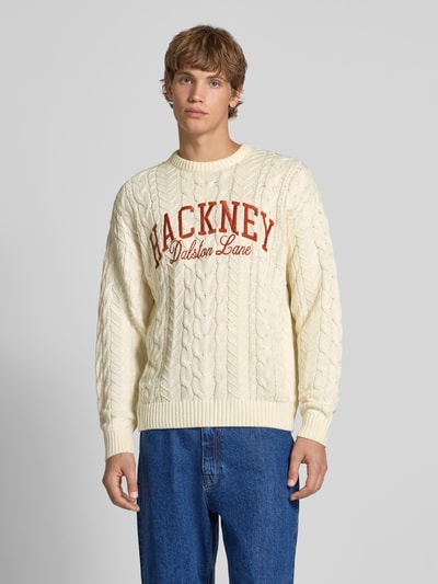 Only & Sons Sweter z dzianiny o kroju regular fit z mieszanki bawełny model ‘MACK’ Złamany biały 4