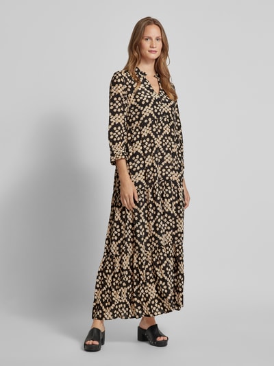 More & More Maxi-jurk van viscose in laagjeslook Zwart - 1