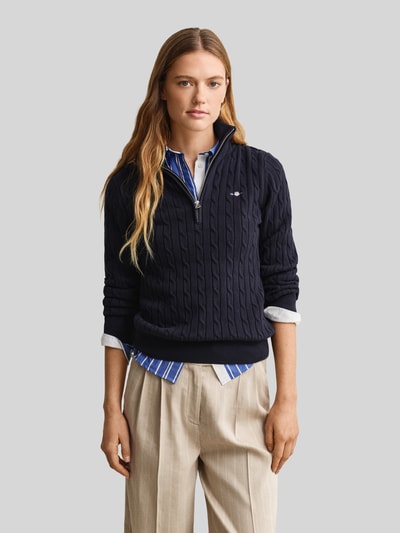 GANT Regular Fit Troyer aus reiner Baumwolle mit Logo-Stitching Marine 4