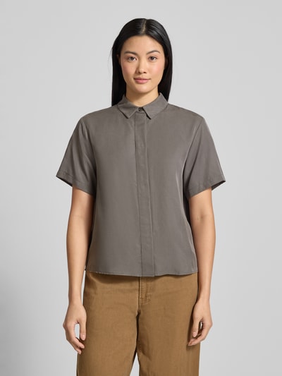 Samsøe Samsøe Regular fit blouse van lyocell met blinde knoopsluiting Donkergrijs - 4