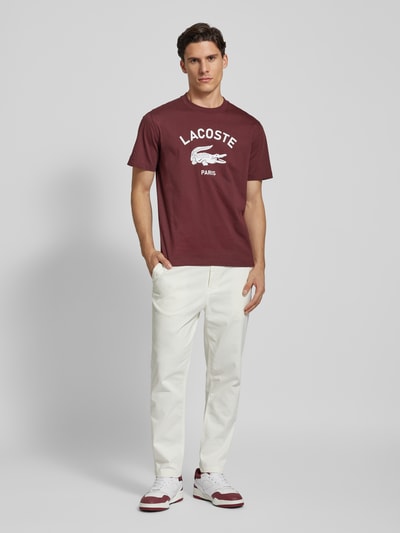 Lacoste T-shirt z nadrukiem z logo Bordowy 1