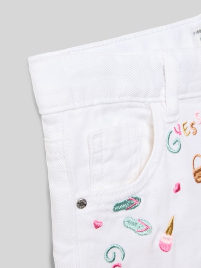 Productfoto, korte jeans 'Jeansshorts met Stitchings' van guess voor kinderen in puur katoen, regular fit, all-over look, stitchings, detailopname
