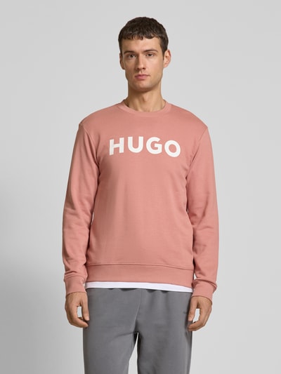 HUGO Sweatshirt mit Label-Print Lachs 4