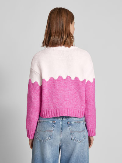 Pieces Relaxed Fit Strickpullover Colorblock-Design Modell 'RIMMA' Rosa 5