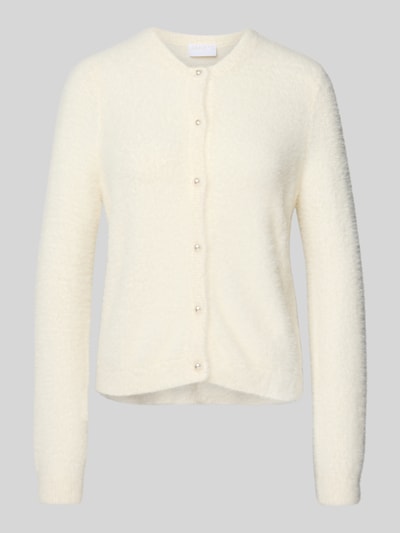 Jake*s Collection Strickjacke aus Effektgarn mit Rundhalsausschnitt Offwhite 2