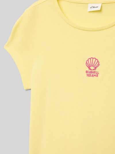 s.Oliver RED LABEL T-shirt o linii A z haftem Jasnożółty 2