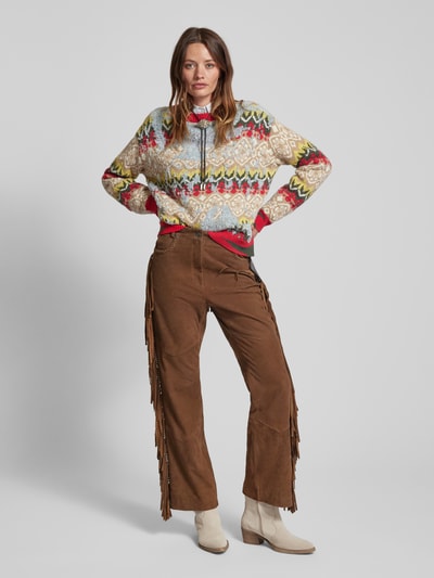 Weekend Max Mara Leren broek met franjes Cognac - 1