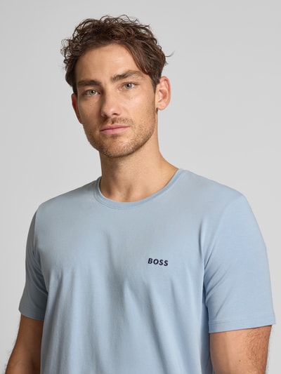BOSS Regular fit T-shirt van mix van katoen en elastaan Lichtblauw - 3