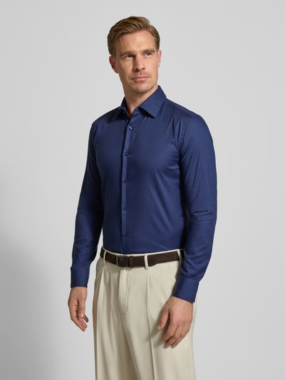 BOSS Slim fit zakelijk overhemd van katoenmix, model 'HANK' Marineblauw - 4