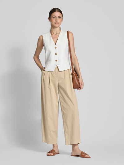 Cambio Wide fit broek met bandplooien, model 'EREN' Zand - 1