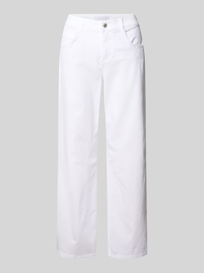 Produktfoto, weiße Jeans in verkürzter Passform Modell 'Laia' von Angels aus Baumwoll-Mix mit Stretch-Anteil, Eingrifftaschen, Damen, Größe 36, Bundweite 38 cm, Innenbeinlänge 68 cm.