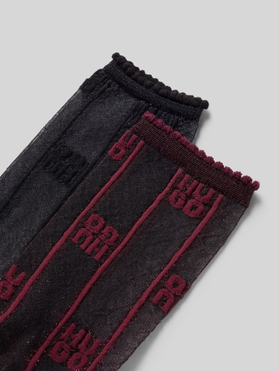 HUGO Sokken met logomotief in een set van 2 paar, model 'SHEER RIB'  Zwart - 2