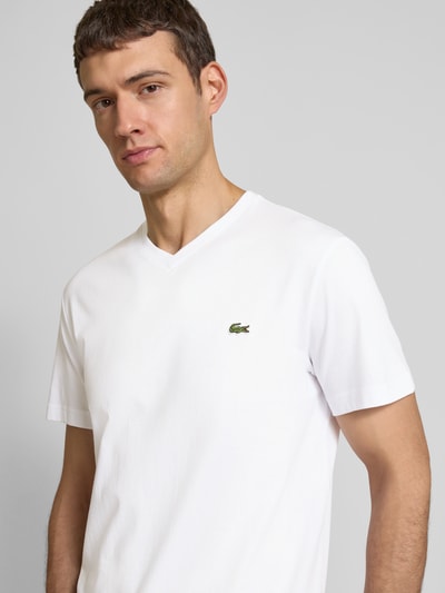 Lacoste T-Shirt mit Label-Stitching Modell 'Basic' Weiss 3