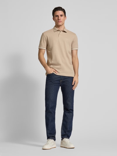 JOOP! Jeans Poloshirt met labelprint, model 'Amare' Beige - 1