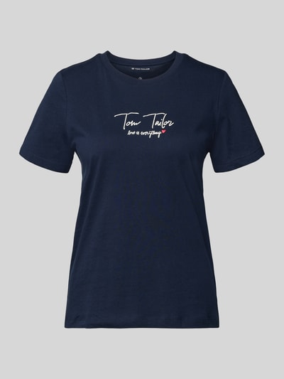 Tom Tailor Damski t-shirt, krój regular fit z mieszanka bawełny ekologicznej Ciemnoniebieski 2