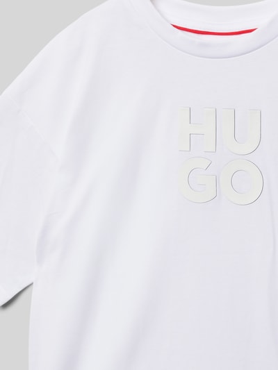 HUGO T-Shirt mit Label-Print Weiss 2